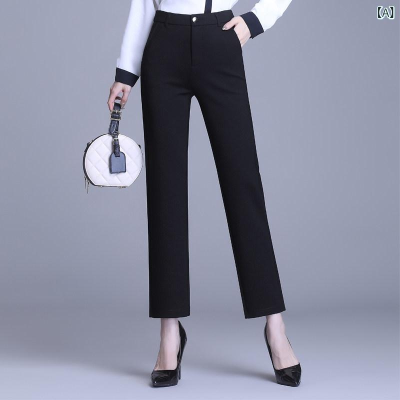 ボタン　ラウンド　アクセサリー ナロー ハイウエスト ストレート スーツ パンツ レディース プロ フォーマルウェア ミッドウエスト ワークウェア ワークパンツ カジュアル 通勤 春秋