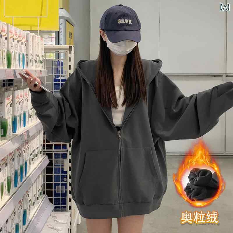 パーカー　フード付き　ニット ダーク グレーの フード付き ジッパー セーター 女性用 春秋 薄手 2025年 ゆったり カーディガンジャケット 秋冬 長袖 トップス