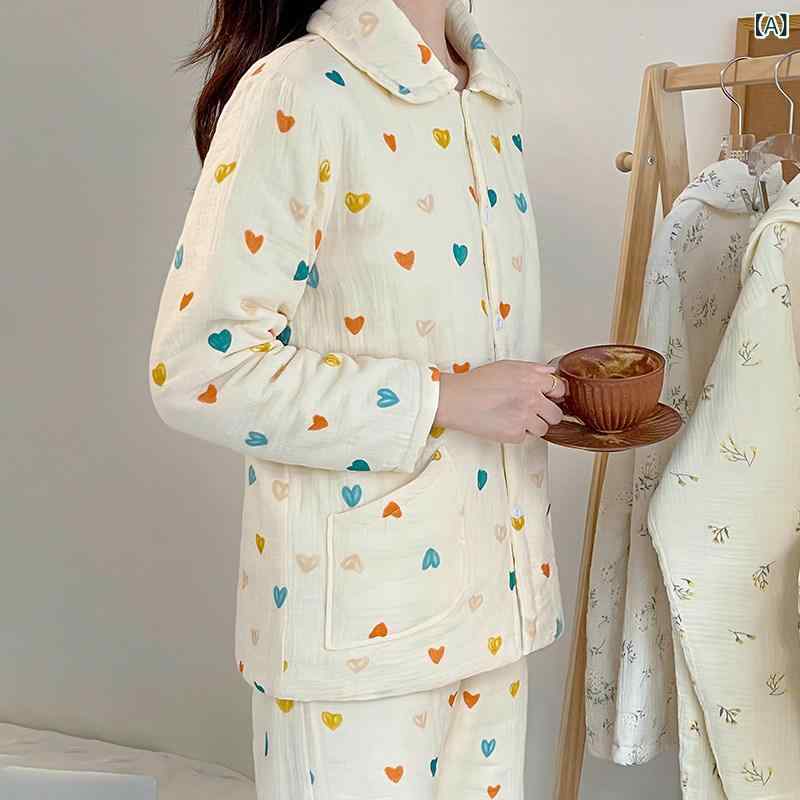 レディース パジャマ スウェット 上下 レディース 綿 厚手 パジャマ ママ ゆったり キルティングの サーマル トップス 大きいサイズ ホーム 服 2 点 セット