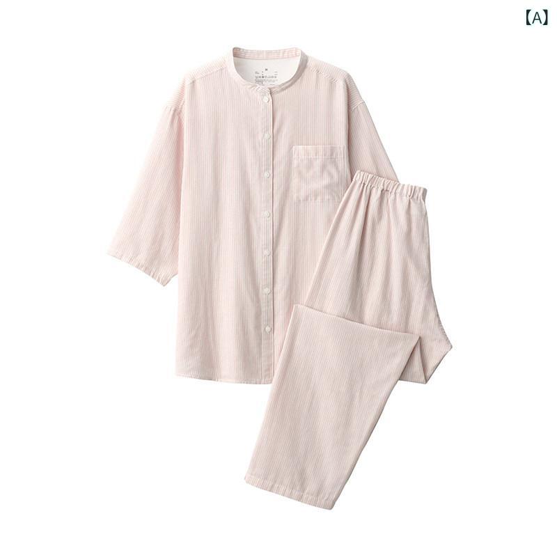 レディース パジャマ 汗水 上下 無印 良品 レディース 脇 仕立てものなし 細 番手 綿糸 七分袖 パジャマ 25 春 身寄り 服