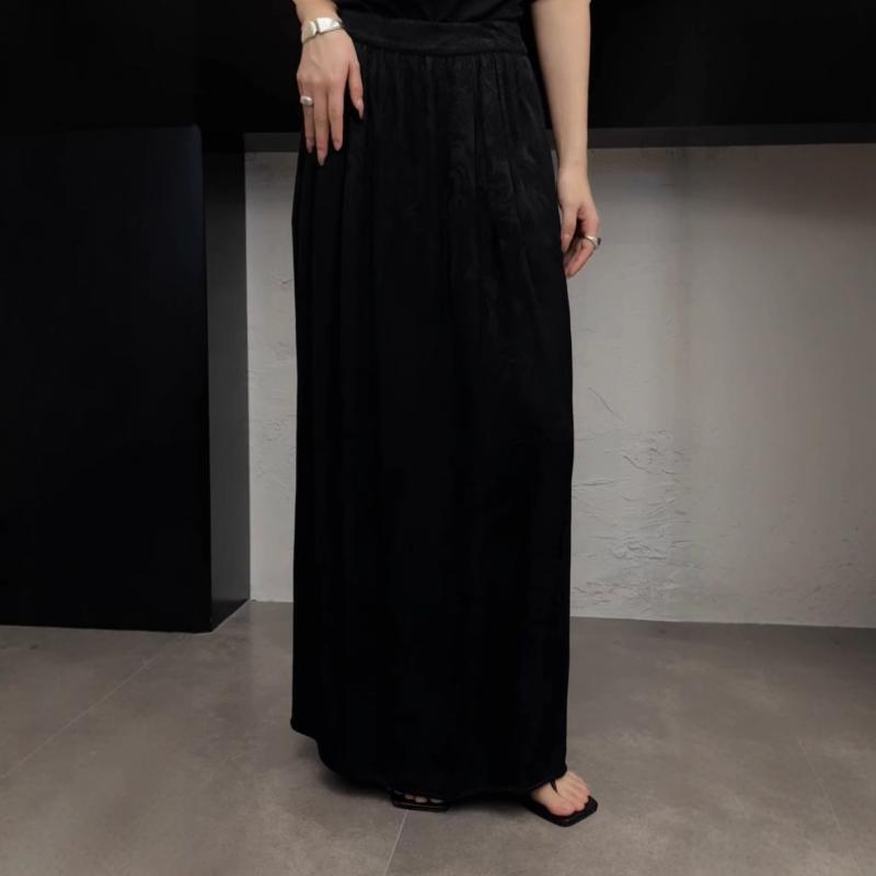 レディース スカート 春 ミディ丈 アセテート 提花 織り柄 シンプル 高級感 ファッション 膝下 軽やか 普段使い 膝丈 膝出しx5｜みやショップ店