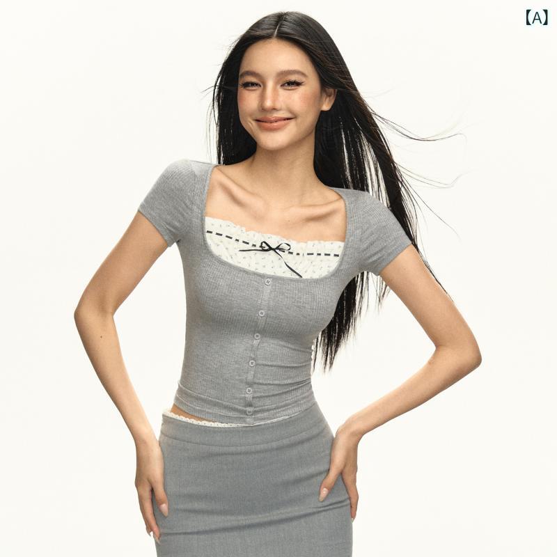 Tシャツ　レディース　かわいい Ariseism アメリカン レトロ スリム 半袖 Tシャツ レディース 夏 トップス