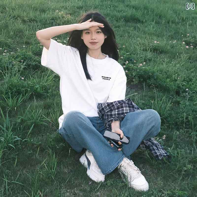 Tシャツ　レディース　かわいい ホワイト 半袖 Tシャツ 2025 レディース コットン 夏 ゆったり カジュアル トップス