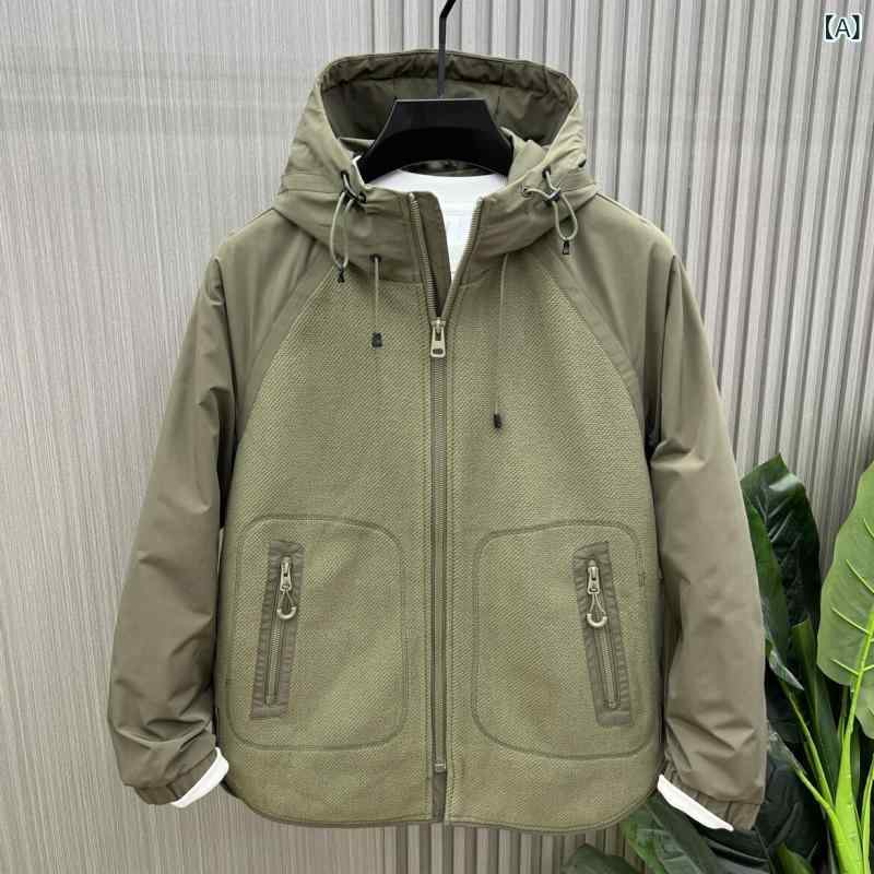 ジャケット　パーカー　メンズ　シンプル 秋冬 メンズ パッチワーク フード付き コットンジャケット 韓国 ゆったり カジュアル 厚手 コート 万能 トップス
