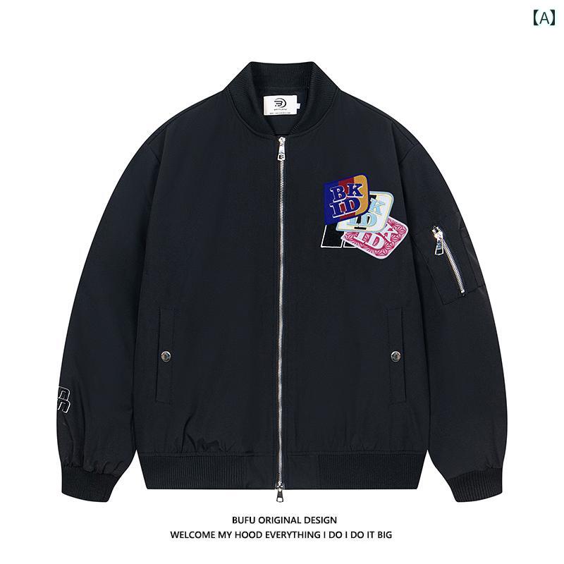 ジャケット　パーカー　メンズ　シンプル ビリオネア ボーイズ BUFU アメリカン レトロ 刺繍 フライト スーツ 男女兼用 カップル 春秋 コート ジャケット
