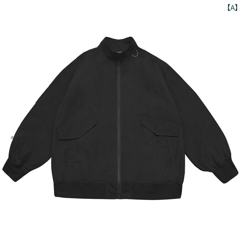 ジャケット　パーカー　メンズ　シンプル RICHMAN 秋冬 和風 シティ ボーイ フライト ワークジャケット コート メンズ スタンドカラー キルティング オーバー サイズ コットンコート