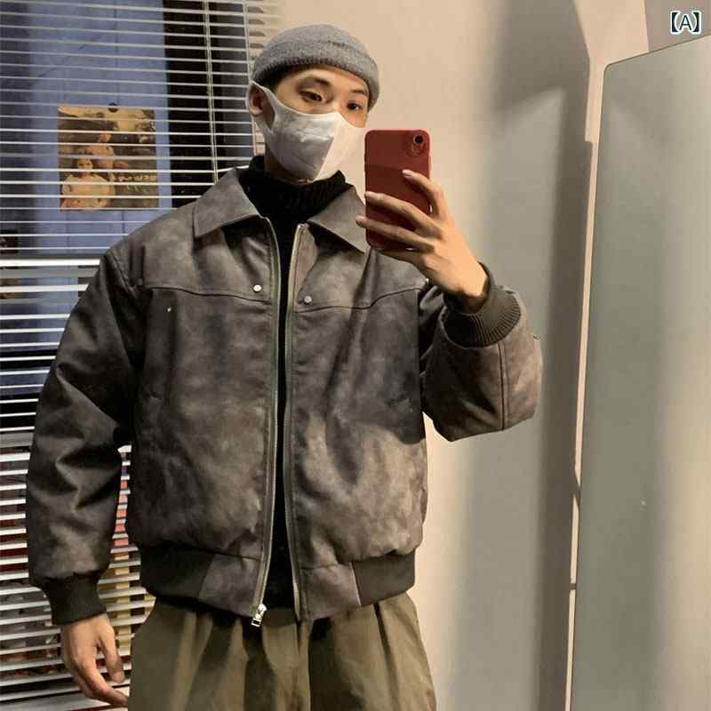 上衣 パーカー メンズ 今めかしい もう 一度 やり 直す 秋冬 自動自転車 上衣 手ごわい アメリカン レトロ 細工物御召しもの なめし革上衣 メンズ 綿織物厚地の外套