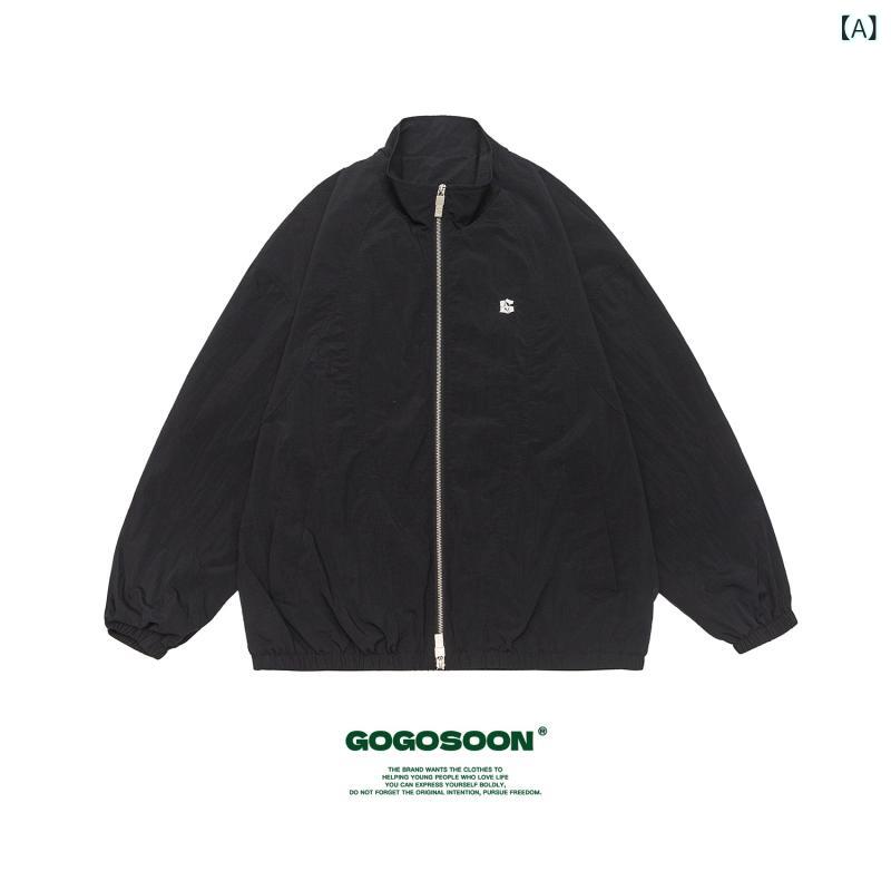 上衣 パーカー メンズ 分かりやすい GOGOSOON 年月 薄っぺら 上衣 成人男性用 白いこと 照明ランプ色合い ファスナー  運動競技お召しもの アウター 背広
