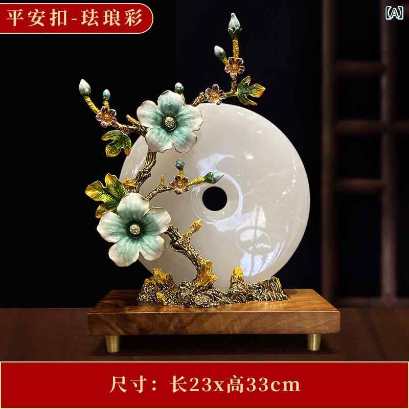 雑貨　装飾品　 中国 禅 エナメル 蘭 翡翠 平和 バックル リビング ルーム 工芸 ポーチ 本棚 装飾 装飾品