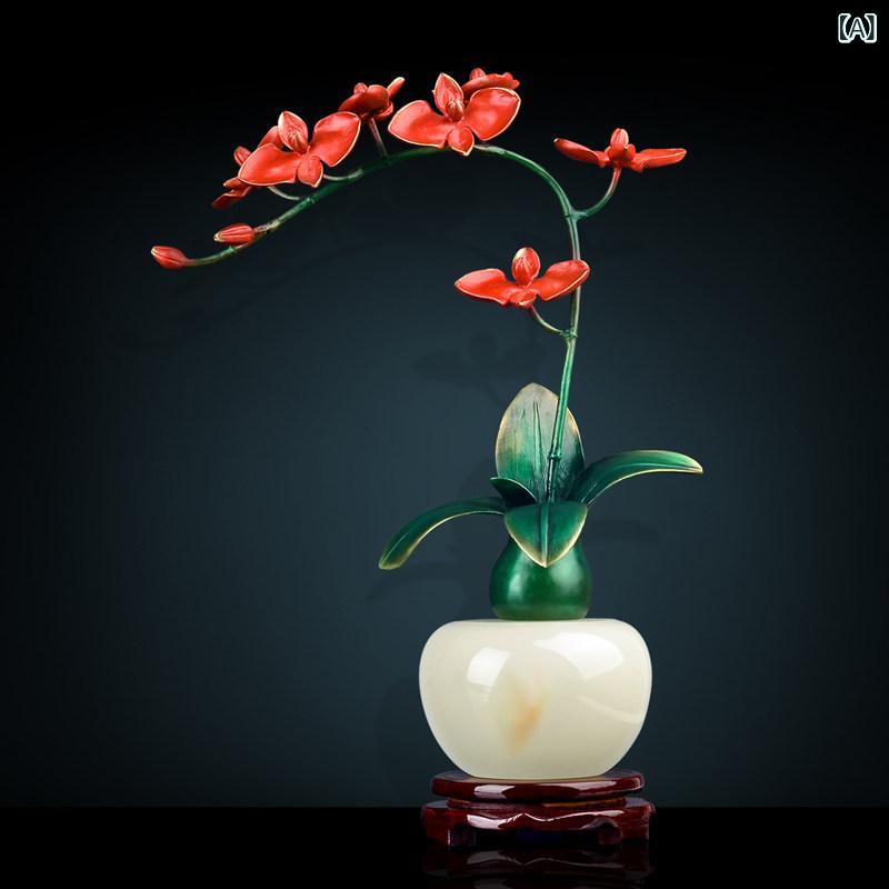 雑貨　装飾品　 蘭の 装飾品 真鍮 胡 蝶 蘭 真鍮製 花瓶 モダンな 家庭用 アクセサリー チャイナ風 リビング ルーム 盆栽 装飾｜みやショップ店