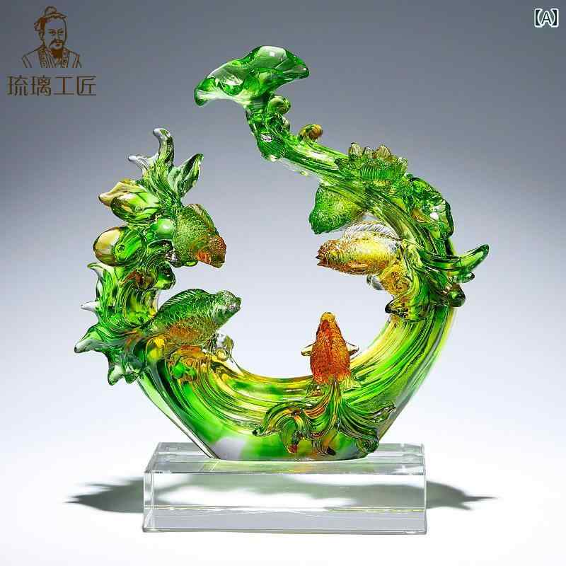雑貨　装飾品　 ハイエンド ・杯 博 色 釉 リビング ルーム ポーチ用の 幸運の 金魚 飾り クリスタル ライトの 高級 装飾 新築 祝いの 贈り物