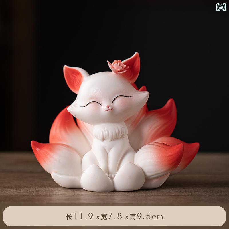 雑貨　装飾品　 で かわいい 陶器の 九 尾の キツネの 小さい 装飾品 ホーム オフィスの デスク トップの 車 装飾