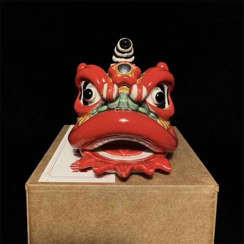 置物 獅子頭 陶器 モダン中国風 伝統工芸 インテリア 飾り物 卓上装飾 セラミック 室内デコレーション