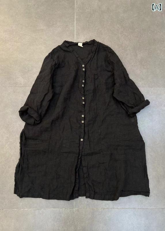 レディース　　シャツ　トップス 85251 大きいサイズ 工場の 商品な リネンの ミドル 丈 シャツ レディース ゆったり カジュアル トップス カーディガン 春夏｜みやショップ店