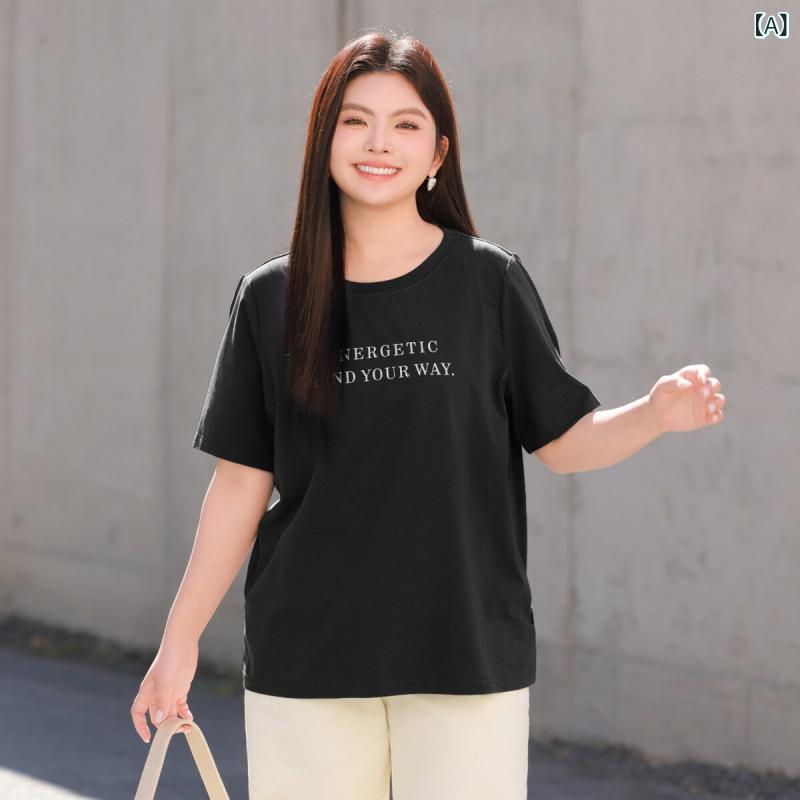 レディース  プルオーバー ゆったり 綿織物 MsShe 特大 大きさ 成人女性服 2025 春夏 太め 粍 痩せ 土手っ腹 覆いかぶせる 半袖 プルオーバー トップス