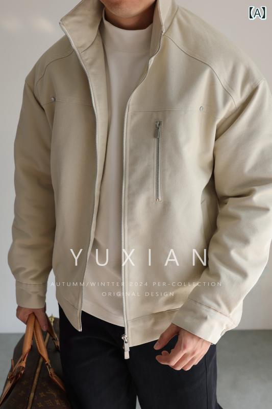 アウター　メンズ　ジャケット　パーカ YUXIAN 冬用 ツイル ワークウェア スタンドカラー ジャケット コットン 厚手 暖かい カジュアル ビジネス シンプル メンズ