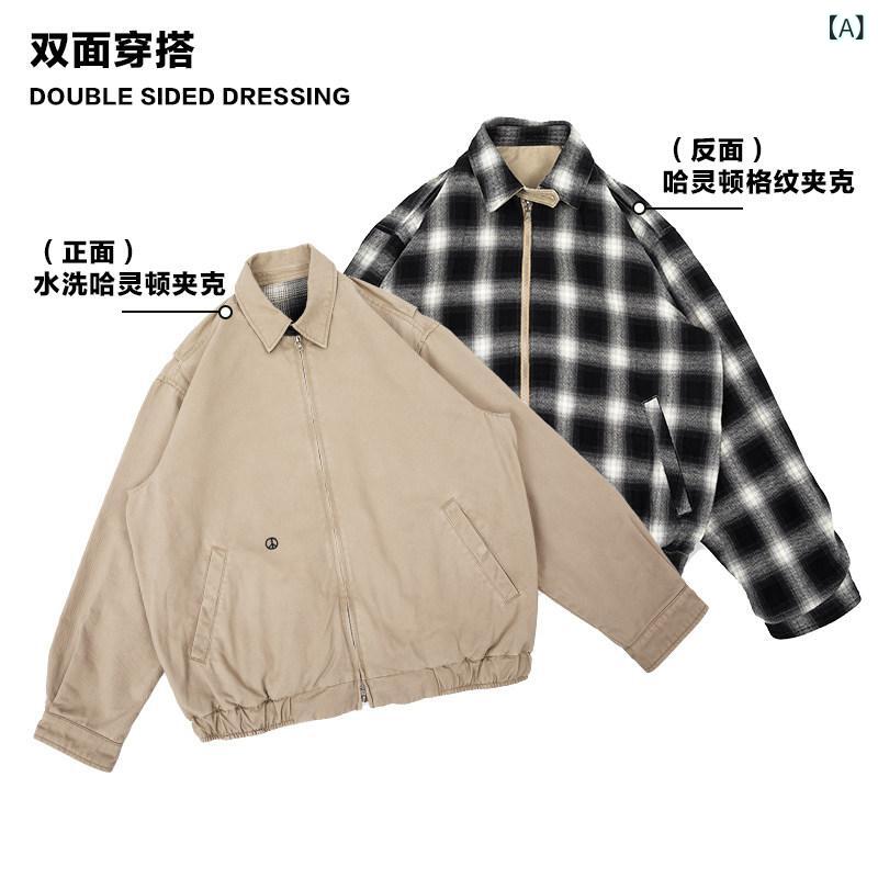 アウター メンズ 上衣 アノラック NOFAITH ウォッシュ 工業 レトロ 両面 ハリントン 上衣 メンズ 秋冬 和風 ゆったり 心地よい 厚地の外套