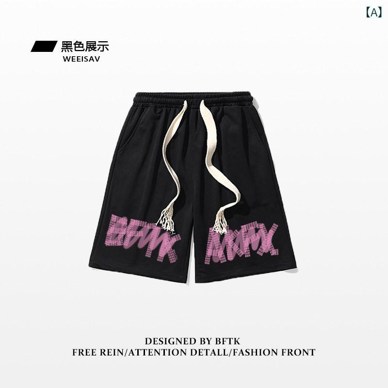 ショート　ハーフ　パンツ　 アメリカン スポーツ カジュアル レトロ ショーツ 男の子用 夏用 万能 シンプル ランニング ストレート ドローストリング