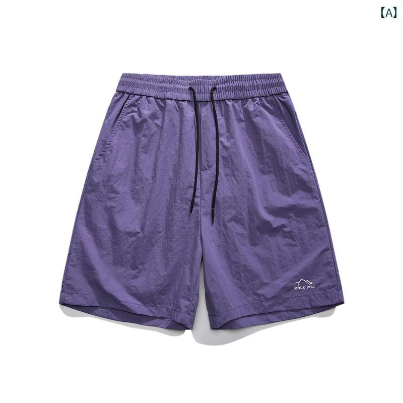 ショート ハーフ パンツ マウンテン パープル 速乾 パラトルーパー ショーツ レディース メンズ 夏 スポーツと レジャー カップル 5 分 パンツ 無地 冷感