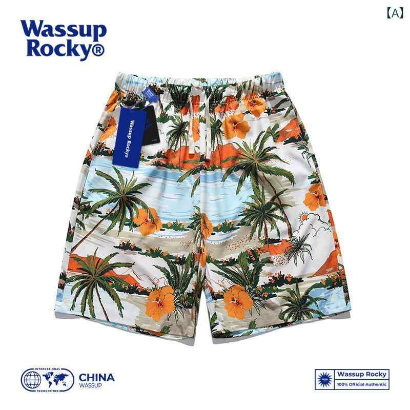 ショート　ハーフ　パンツ　 WASSUP ハワイアンスタイル カジュアル ビーチ 冷感 ショーツ ゆったり 旅行 バケーション スポーツ 薄手 パンツ