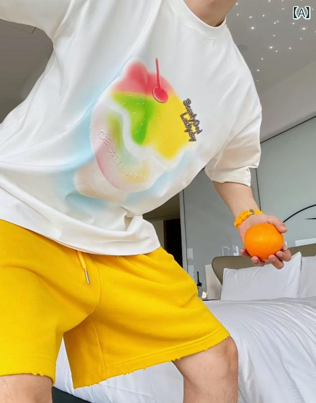ショート　ハーフ　パンツ　 【 陳 発才】 FA CAI ドーパミン ショート パンツ 夏 単品 万能 着 回し ダメージ 加工