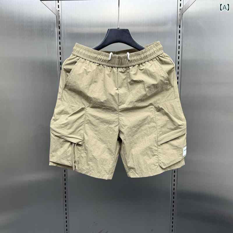 ショート　ハーフ　パンツ　 メンズカジュアル ショート パンツ 2024 夏 薄手 ゆったり アメリカン スタイル 速乾 オーバー オール ドローストリング