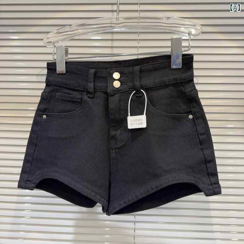 ショート　ハーフ　パンツ　 スタイル 2025 春 アメリカン レトロ カーブ パンツ 脚 ホット ガール スリークォーター デニムショートパンツ