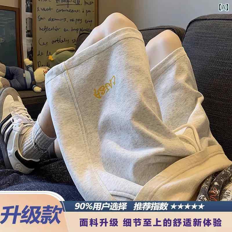 ショート　ハーフ　パンツ　 夏用 メンズ レター プリント スポーツ ショーツ 薄手 ワイド レッグ カジュアル ミッド パンツ ゆったり アウターウェア 厚手 5点 パンツ。