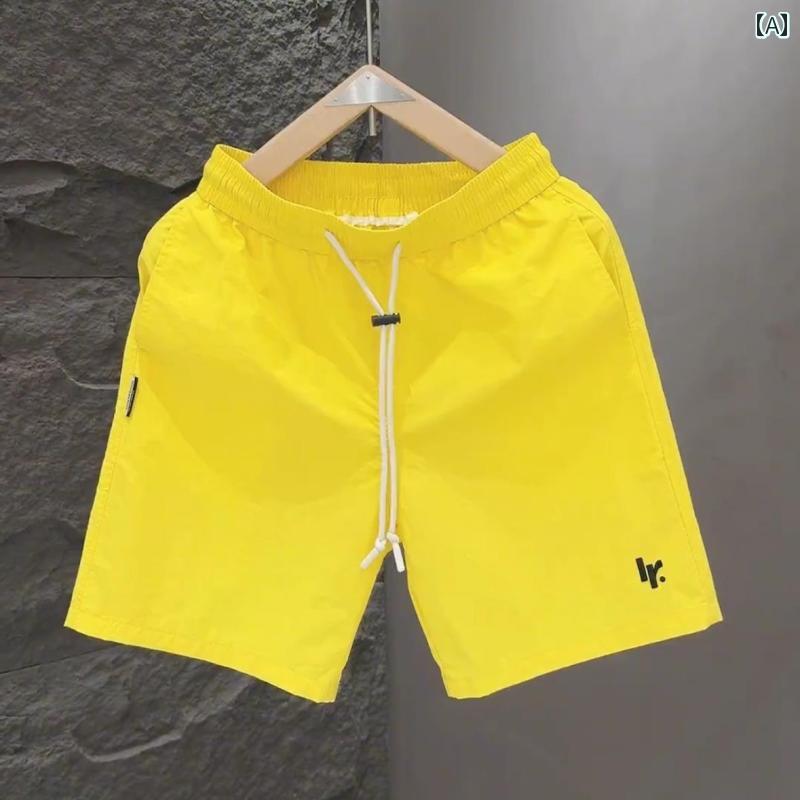 ショート　ハーフ　パンツ　 な キャンディーカラーの ショート パンツ メンズ 夏の 2024 アウターな 通気性 5 点 ビーチ メンズスタイル