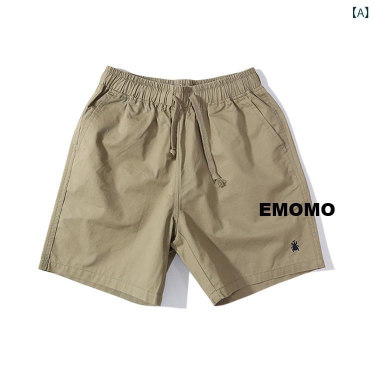 ショート　ハーフ　パンツ　 エ モモ カップル 男女兼用 ウエスト ゴム ドローストリング カジュアル ゆったり 無地 大きいサイズ コットン ショーツ 2 足