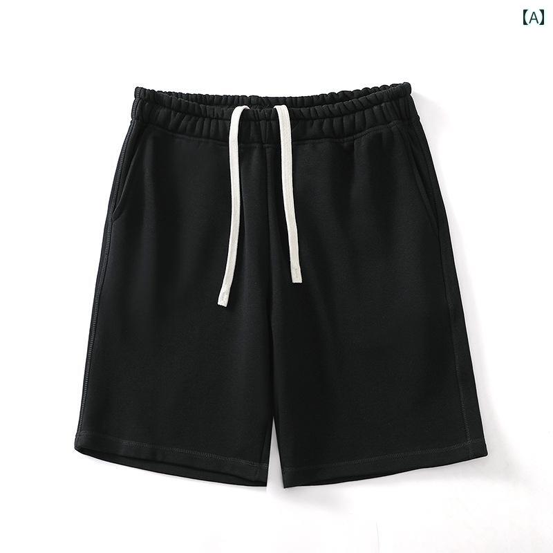 ショート　ハーフ　パンツ　 340 G 厚手 ウイグル コーマ 綿 スポーツ ショーツ 24 カップル レトロ カジュアル ゆったり ショート パンツ