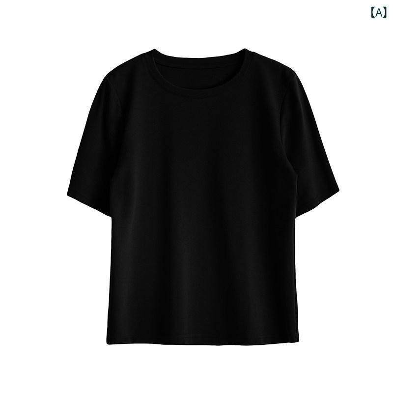 レディース　Tシャツ　半袖 太い mmの 白い 中国 赤い ストレート ショルダー Tシャツは 薄手 体型カバー ラウンドネック 半袖 トップス 大きめ サイズ レディース 夏服