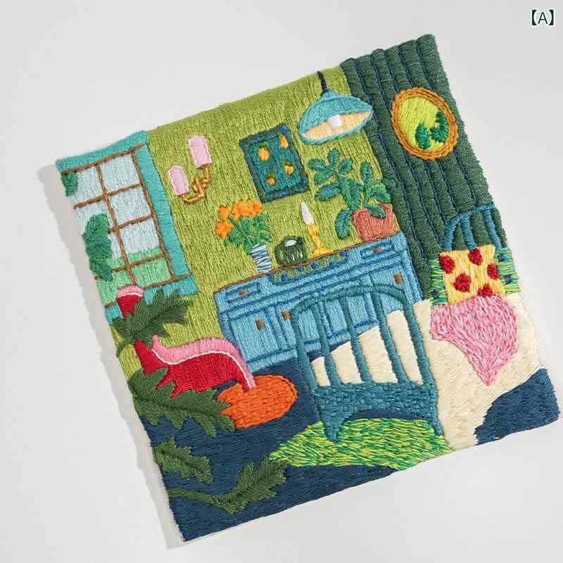 雑貨　ホビー　小物 蔡 彩 王 グリーン ハウス 刺繍 材料 パッケージ ギフト シーン