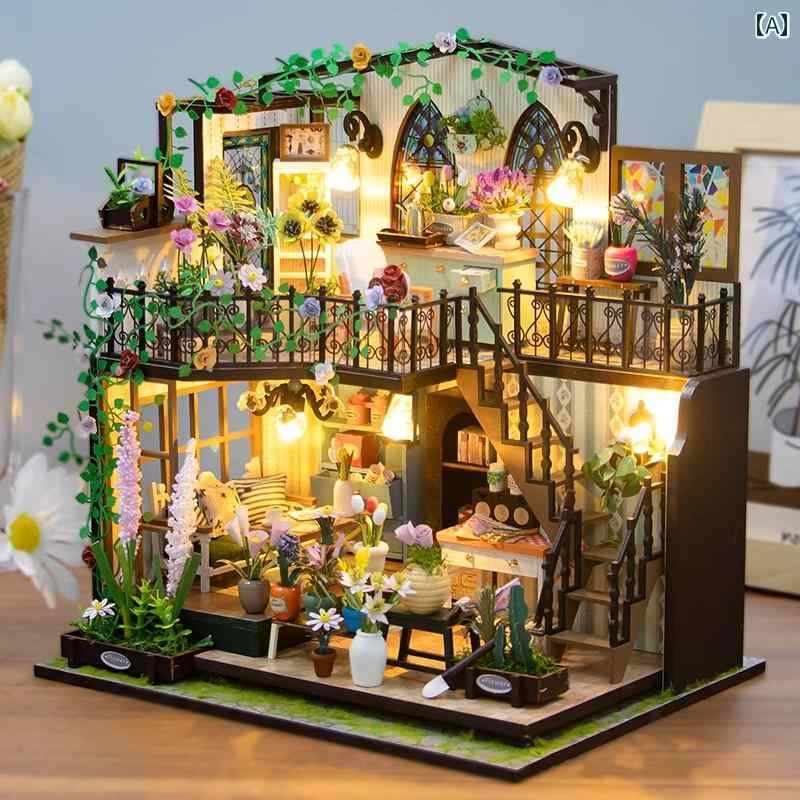 おもちゃ ホビー おもちゃ ホビー DIY 小屋 ダーシー フラワーハウス ロフト 組み立て 木造 住宅 シーン ガーデン おもちゃ 新年の 贈り物