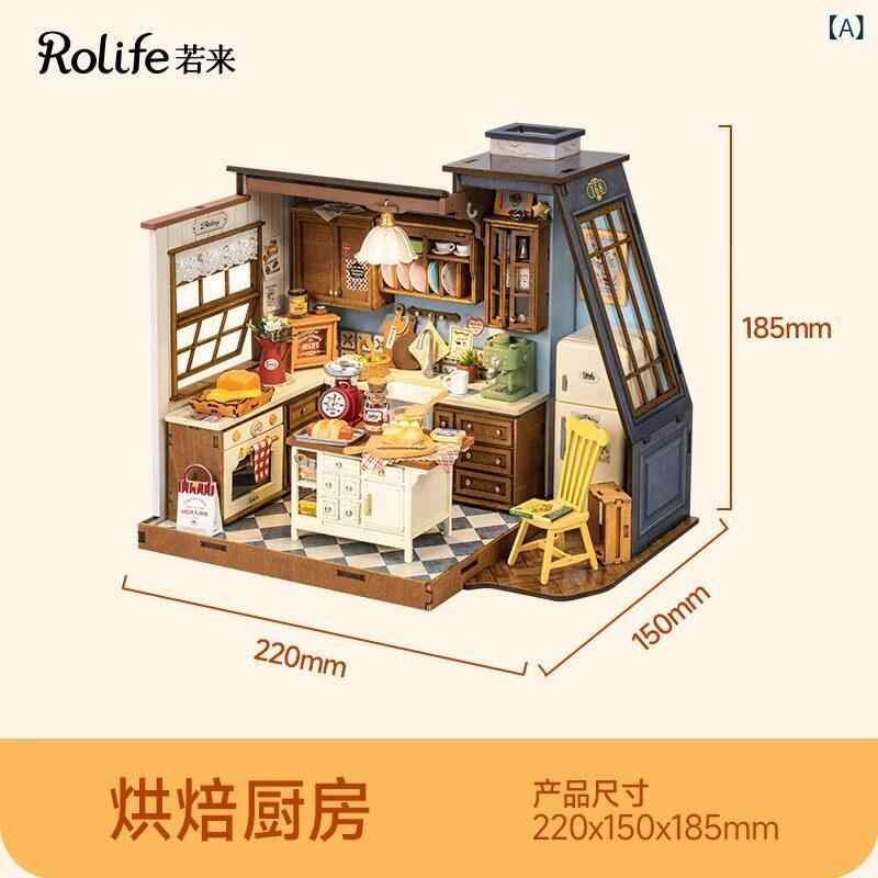 おもちゃ ホビー おもちゃ ホビー Rolife ベーキング キッチン DIY 小屋 木製 組み立て ミニチュア シーン ビルディングブロック おもちゃ ギフト