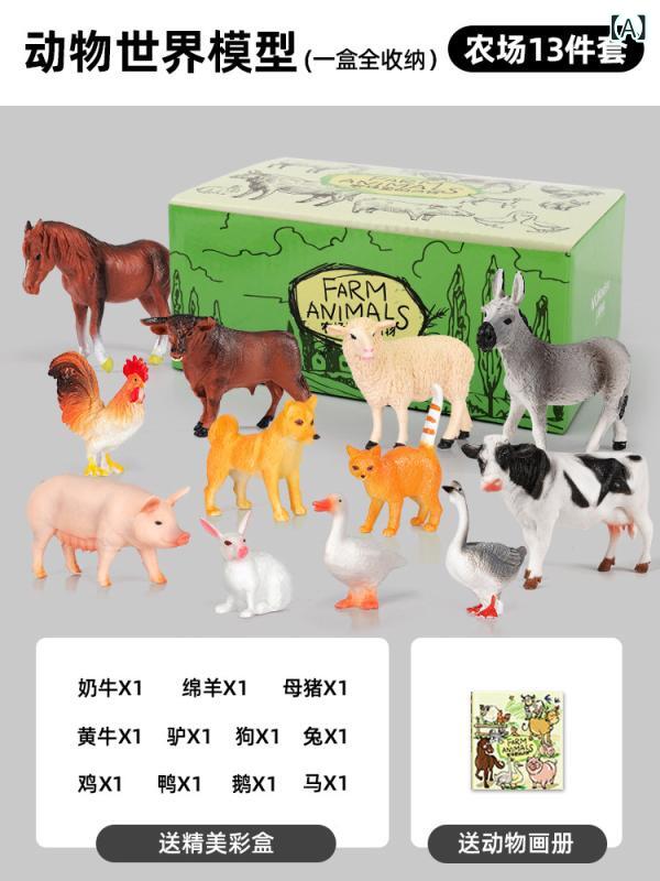おもちゃ ホビー おもちゃ ホビー Newki 子供用 シミュレーション 動物 おもちゃ 早期 教育 赤ちゃんの 認知 1 園 2 世界 農場 セットの フル セット