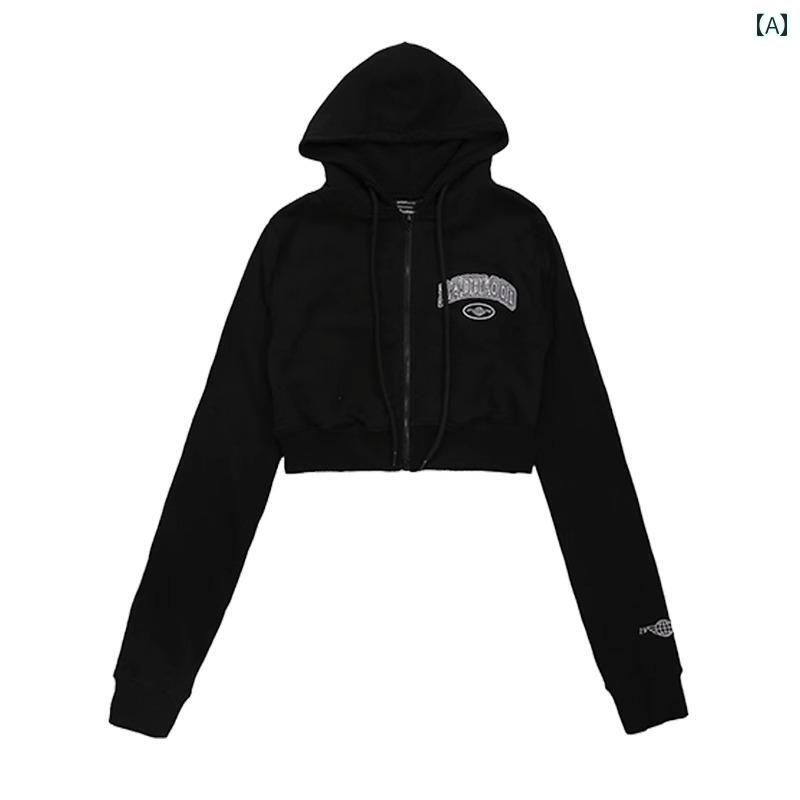 ニット レディース カーディガン ニット レディース カーディガン Badblood スウェットシャツ レディース 長袖 ショート フード付き アメリカン ホット ガール ジャケット ジッパー カーディガン カジュアル トップ ｜みやショップ店
