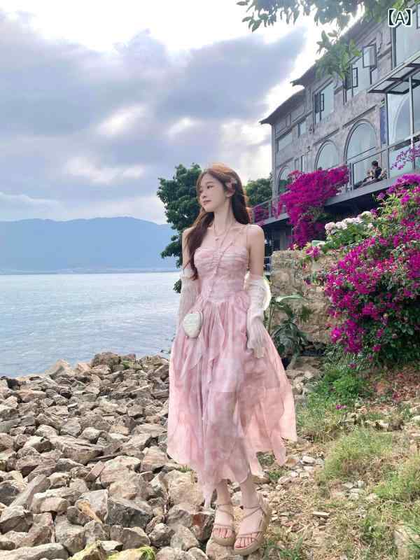 衣装 お召しもの レディース BAILISTUDIO 桜 満男の 夏の 新型 仙 女 風日暈 色合い 不規則さ 裾 公休日 ロング スコート