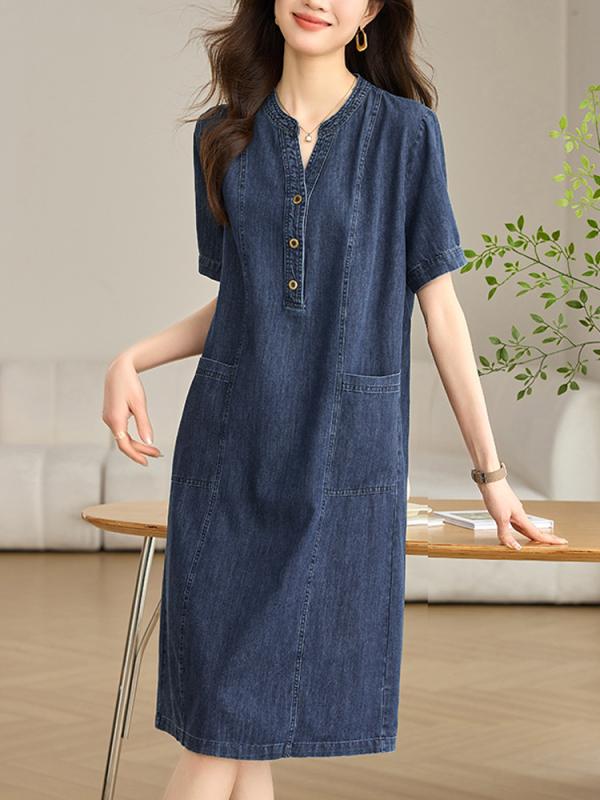衣裳 亭主もち用 夏 レトロ 薄っぺら 短袖 ジーンズ ゆったり か細い 体型取りまかなう 心地よい 引っ切りない 日常使い走り 軽さ 綿織物混