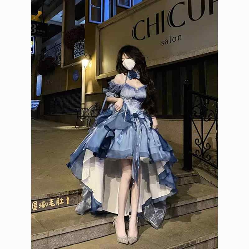 ロリータお召しもの レディース 青 御芽出度 花嫁御寮 ギア付き添い人 ふんわり 妃殿下スコート チュール スピード競技 かざり付ける 愛くるしげ 愛くるしげ 仙女 今めかしい ローマン的 ガーリー 女子らしい 酉の方角目じるし 太陽フレア影ぼうし 通年当て嵌める