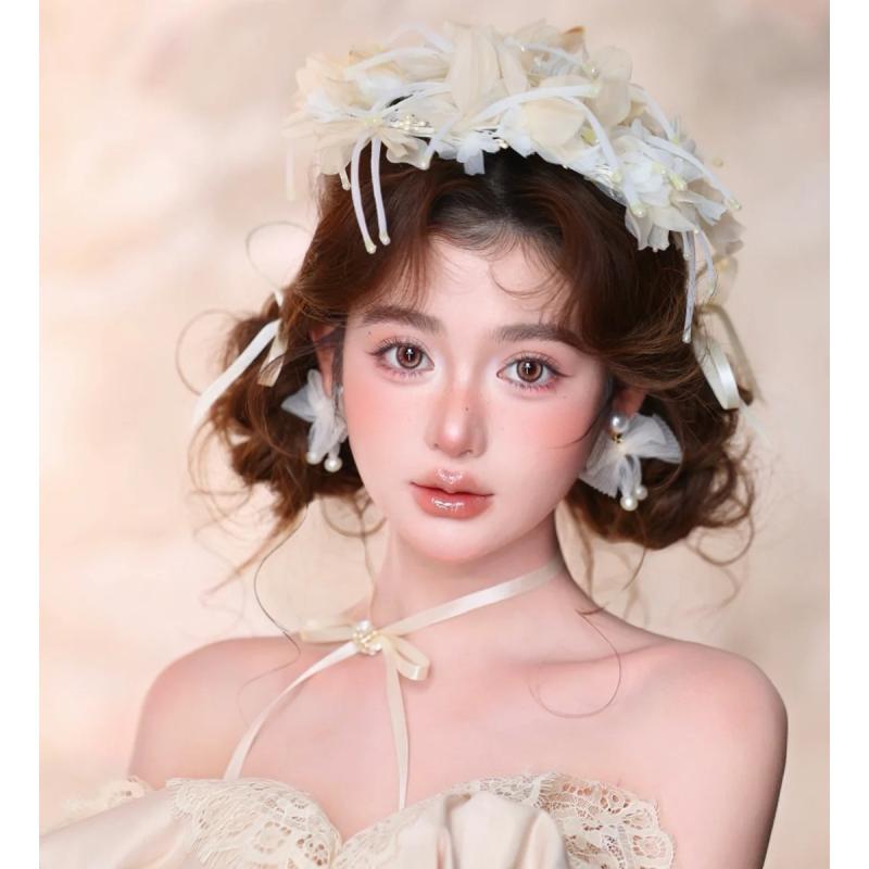 ヘッドアクセサリー レディース ウェディング 絹花 花飾り ヘッドバンド セット シンプル ナチュラル 森系 ブライダル スタイリング 花? 敬酒ドレス コーディネートx12｜みやショップ店