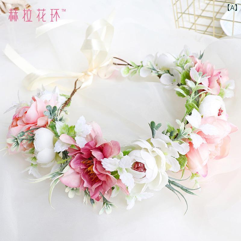 花冠 ヘッドピース 韓国 花嫁用 フォトウェディング アクセサリー かわいい 森ガール プリンセス スタイル ヘアバンド フラワーリング