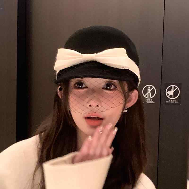 ニュースボーイ帽 レディース 秋冬 羊毛 蝶結び 復古 レース フェルト ダックビル 小顔 ファッション ウール スタイリッシュ 軽量 暖かみ