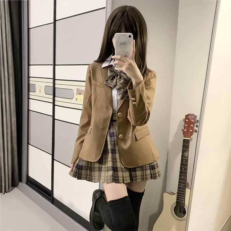 レディース 秋冬 JK制服 学院風 スーツ セットアップ ジャケット スカート 小柄向け スタイルアップ プリーツ ロング丈 膝丈 ウール混 暖か コーデ|みやショップ店