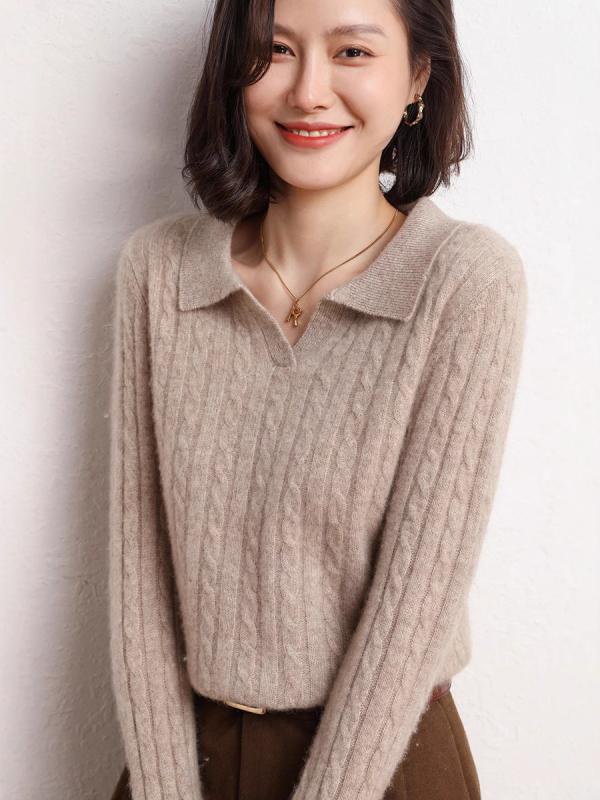 秋冬 レディース Vネック ケーブルニット セーター 長袖 ゆったり 厚手 暖か インナー トップス ニットウェア 柔らかい 素材 ベースレイヤー