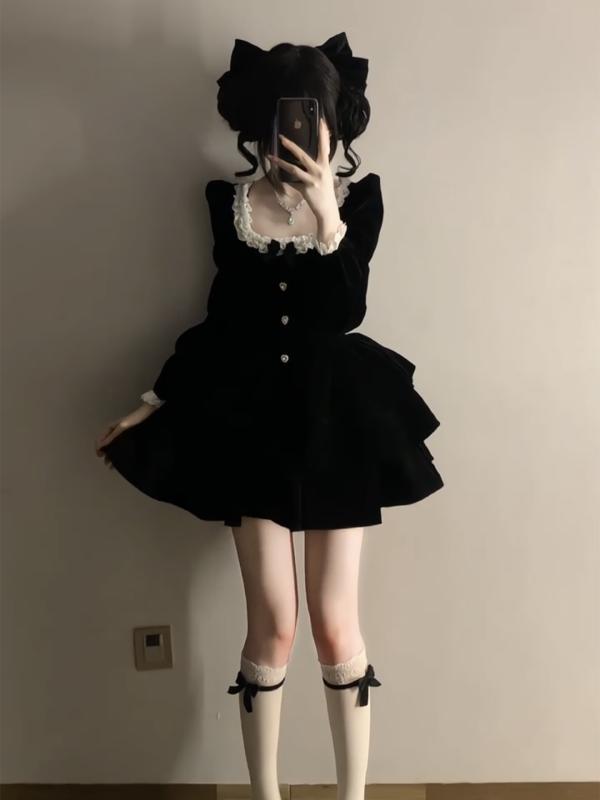 衣装 レディース 秋冬 フレンチ レトロ 御内儀風 御前上等感 酉の方角シェイプ ティアードスカート 太陽フレア チュール  MIDI丈 ガールズ 寄りあい用 軽さ 伸縮性
