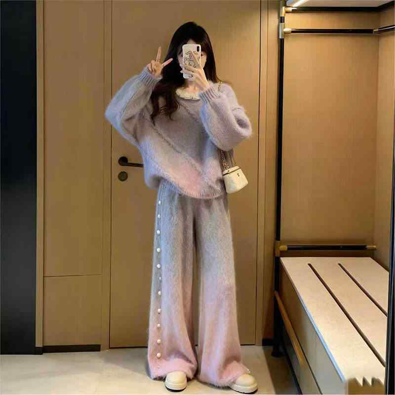 レディース 編み物書き割り 春 ゆったり プルオーバー 広広としたズボン下 伸び伸びする表現スタイル 相応う パステル色の原料品 普段使い走り 軽さ 伸縮性