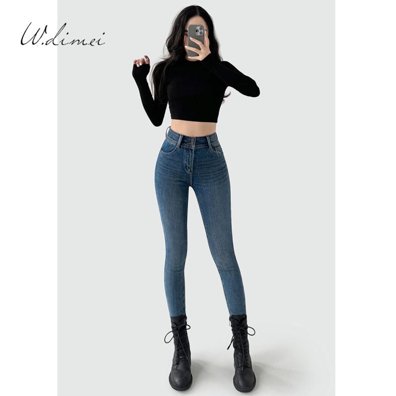 レディース ハイウエスト デニムパンツ タイト 小脚 ニーパンツ スリム レトロ ペンシルパンツ 春秋 無皺 ストレッチ ストレッチ素材 フィット スリムシルエット デニム ジーンズ 女性用 ボトムス 通勤 普段使い