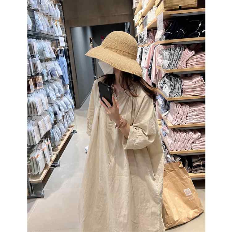 衣装 レディース 春 ロング ゆったり 日系 レトロ 御前上等感 リネン お召しもの  伸び伸びする 表現スタイル 軽さ 自然的