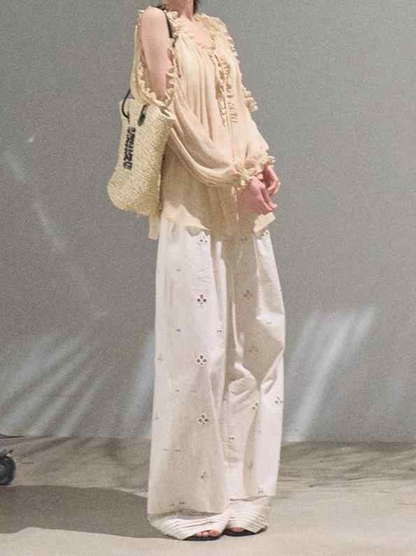 レディース 夏用 シフォン ブラウス ゆったり Vネック トップス 軽やか 透け感 上衣